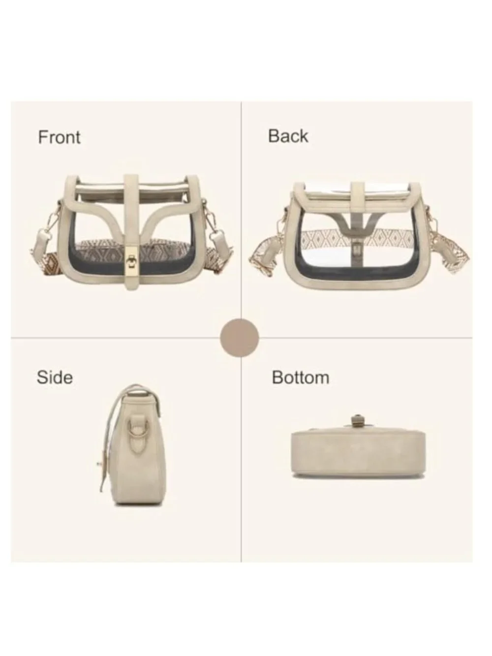 Clear Crossbody Purse for Women Stadium Approved Concert Bag PVC Transparent